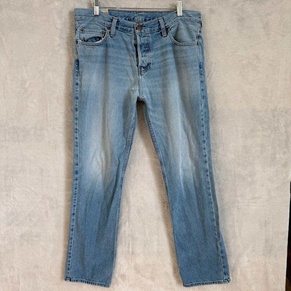 Hollister Classic Straight Jeans Mens 34x31 Light Wash Blue Denim Cotton